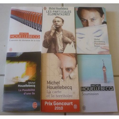 Michel Houellebecq, 6 Romans En Poche : Extension Domaine Lutte + Particules Élémentaires (Prix Novembre 1998) + Plateforme + Possibilité D'une Île + Carte Et Territoire (Goncourt 2010) + Soumission