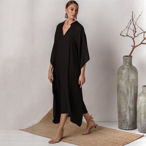 Vêtement De Plage En Polyester À Couleur Unie Style Sexy Décolleté Plongeant Avec Longueur De Kimono Pour Vacances Mode Européenne Et Américaine Taille Unique