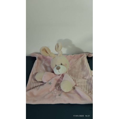 Doudou Lapin Rose Rayé Broderie Étoile S Simba