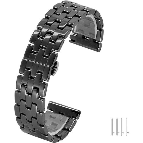 Bracelet Montre Céramique 20mm 22mm Libération Rapide Bracelet De Montre Hommes Femmes Fermoir Papillon Acier Inoxydable Conique Noir Blanc[X965]