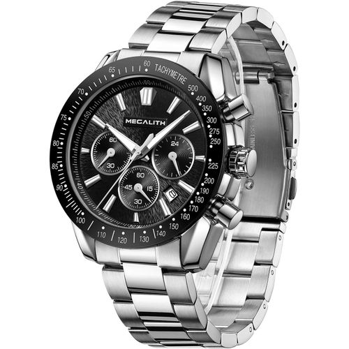 Lith Montre Homme Bracelet Acier Analogique Quartz Chronographe Etanche Montre Avec Calendrier Date Lumineuses Affaires Mode Cadeau Homme[X1361]
