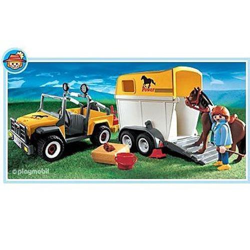 Playmobil 3249 - Cavalire Avec Jeep, Van Et Cheval