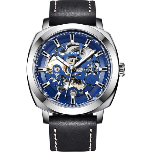 Montre Homme Analogique Mécanique Automatique Montres Etanche Squelette Bracelet Cuir Affaires Mode Montres Hommes Meilleur Cadeau Pour Les Hommes[X1977]
