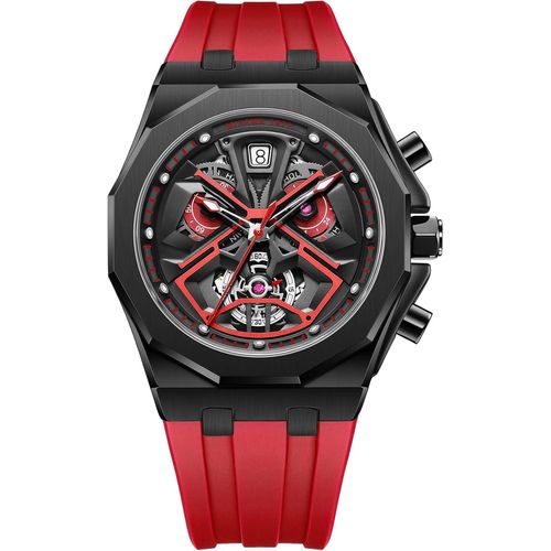 Montre En Silicone À Quartz Numérique Avec Black Darth Vader Série¿Montre De Sport Homme Avec Star Wars 1977 (Rouge)[X2720]