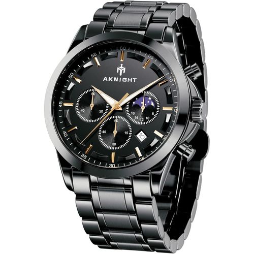 Benyar Aknight Montre Homme Montres, 30 Atm Etanche Chronographe Lumineuses Classique Montres Bracelet En Cuir Inoxydable Grand Cadran Date Analogique Et Anti-Rayures Cadeau Élégant[X2819]