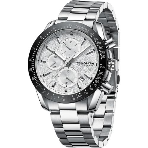 Lith Montre Homme Chronographe Analogique Quartz Etanche Montres Homme Avec Calendrier Date Montres Bracelet Acier Inoxydable Grand Cadran Classique Mode[X1434]
