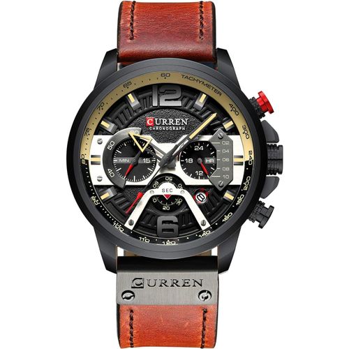 Classique Montre Homme Quartz Analogique Montre Chronographe Montres Avec Calendrie Sports Bracelet Cuir Montre Homme[X2629]