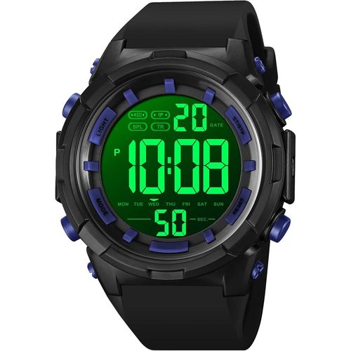 Montre Numérique À Quartz Pour Homme, Étanche À 50 M, Montre De Sport Électronique, Montre Numérique Lumineuse, Bracelet De Montre En Polyuréthane[X2259]