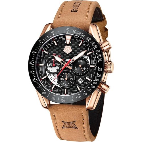 Lith Chronographe Montre Homme Etanche Classique Montre Vintage Calendrier Cuir Montre Bracelet Homme Élégant Analogique Montre Quartz Grand Luxe Cadeau[X1948]