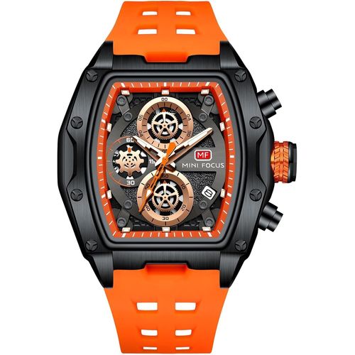 Montres Tonneau Pour Homme Montre De Poignet Mode Multifonction Montre Analogique Quartz Montre Punk Chronographe Avec Bracelet En Silicone[X2663]