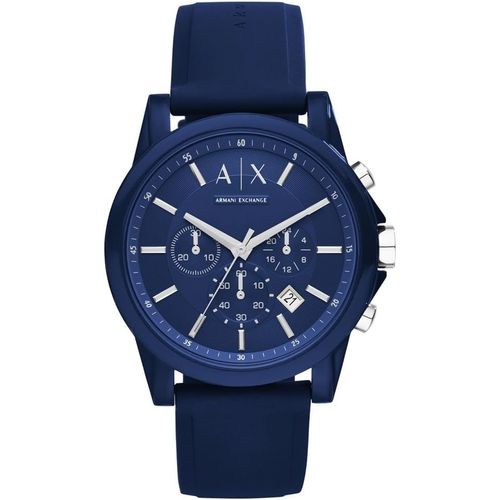 Armani Exchange Montre Pour Homme , Mouvement Chronographe, Boîtier En Acier Inoxydable Bleu De 44 Mm Avec Bracelet En Silicone, Ax1327[X2698]
