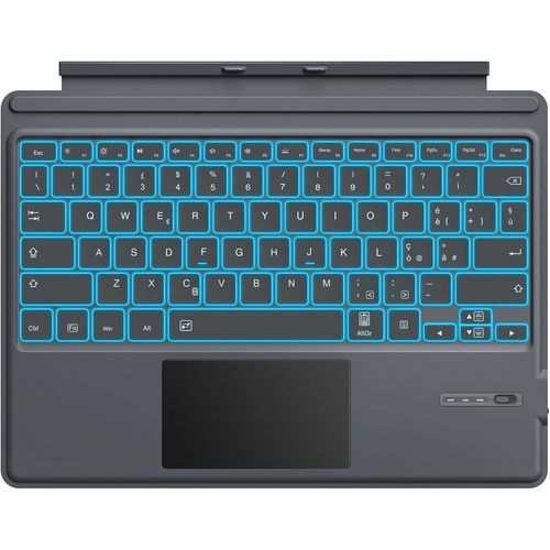 Italian Clavier pour Microsoft Surface Pro 7 Plus/Pro 7/Pro 6/Pro 5/Pro 4/Pro 3,QWERTZ Layout Bluetooth Clavier Rechargeable avec Trackpad,7 Couleurs de Rétro-éclairage.[Y530]