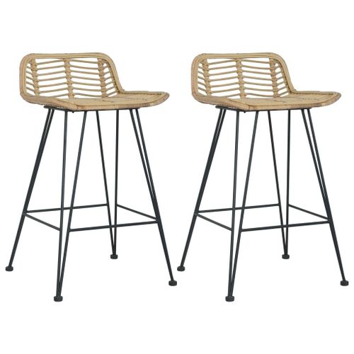 Vidaxl Chaises De Bar Lot De 2 Rotin Naturel