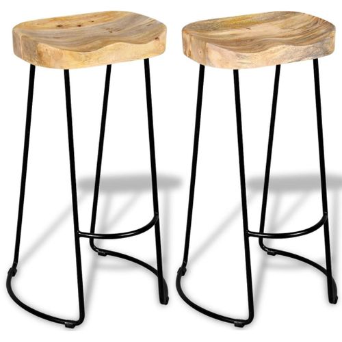 Vidaxl Tabourets De Bar Lot De 2 Bois De Manguier Massif