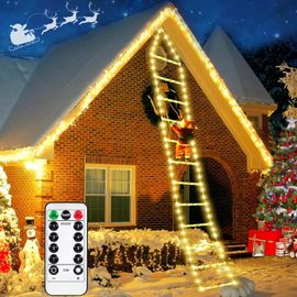Pere Noel Echelle Lumineuse, 3M Echelle Lumineuse Noel, Led Pere Noel Lumineux Extérieur, 8 Modes,Timer, Fonction Mémoire, Pour Intérieur Extérieur Arbre De Noël Fenêtres Décoration De Noël[Q250]