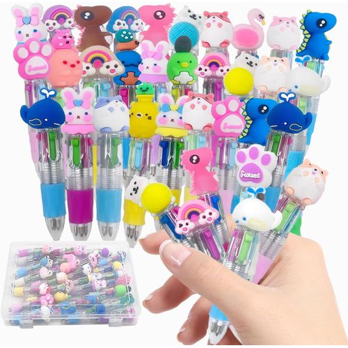 30 Stylos À Bille Kawaii Cute, Mini Stylo À Bille 4 Couleurs, Animaux Stylos Multicolores, Cadeaux Anniversaire Enfants Invites Pour Garçons Filles, Pochette Surprise Enfant.[G1153]