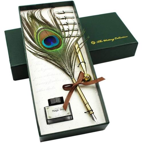 Peacock Stylo Plume Vintage Dip Antique Stylo Plume D'écriture Stylo Plumes En Acier Inoxydable Stylo De Calligraphie Plume Stylo.[G1364]