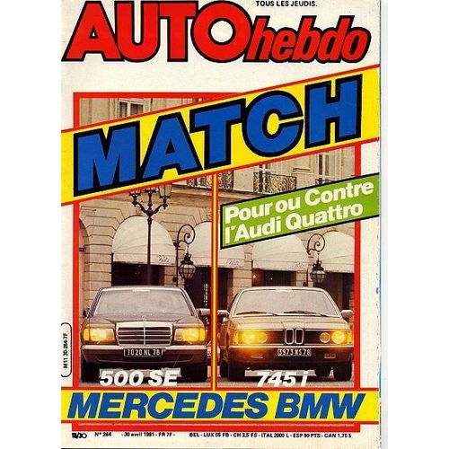 Auto Hebdo N° 264 : Match :Mercedes 500se -Bmw 745i