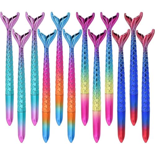 12 Pcs Stylo Gel Sirène, Stylos À Bille Sirène Fish Styling, Créative Stylo Gel, Stylo Gel, Stylo À Queue De Poisson, Regard De Sirène, Sirène Party Accessoires, Cadeau D'anniversaire Étudiant.[G974]
