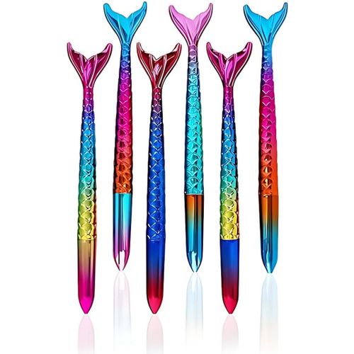 6 Pièces Stylo Sirène, Stylo Créatif Poisson Queue, Stylo À Bille Sirène, Couleur Avec Dégrad, Pour Les Cadeaux Pour Enfants, Cadeaux De Vacances, Papeterie Scolaire,Stylo Fantaisie.[G499]