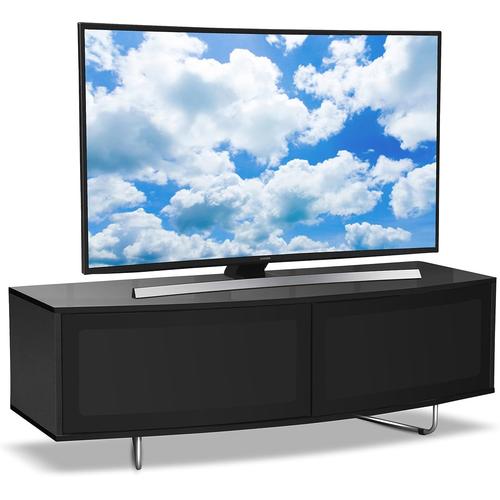 Meuble Tv Design Contemporain En Forme De D 32"-65" Led/Oled/Lcd Noir Brillant