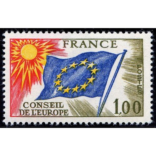 France 1976, Très Beau Timbre De Service Neuf** Luxe Du Conseil De L'europe, Yvert 49, Soleil Et Drapeau Européen. -