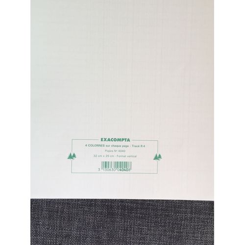 Cahier Exacompta 4040 - 32 X 25 Cm - 4 Colonnes - Format Vertical