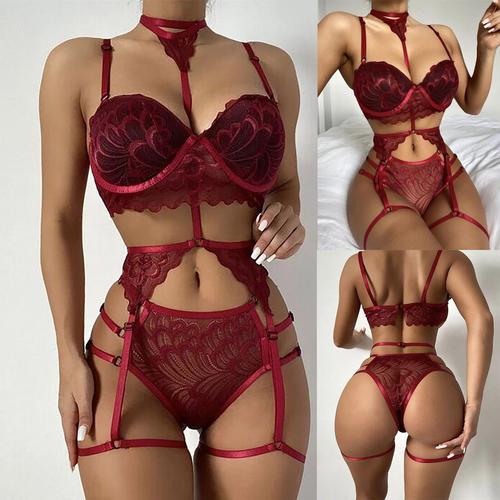 Vilain Diable Sexi Nuisette Dentelle Soutien-Gorge Culotte Ensemble Perspective Érotique Costumes Ensemble De Lingerie Sous-Vêtements Robe Porno Sexy Lingerie