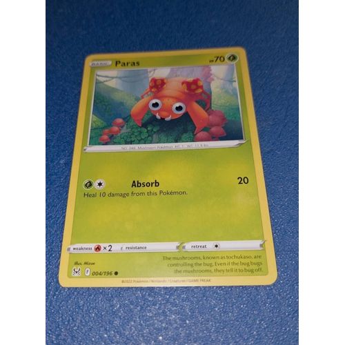 Carte Card Pokémon Paras 004 196 Pokemon