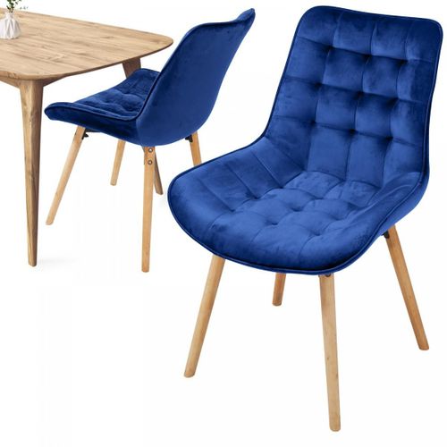 Miadomodo® Chaises De Salle À Manger - Set De 2, Scandinave, Velours, Siège En Pp, Rembourré, Pieds En Hêtre, Style Nordique, Bleu - Meuble Pour Salon, Chambre, Cuisine, Bureau