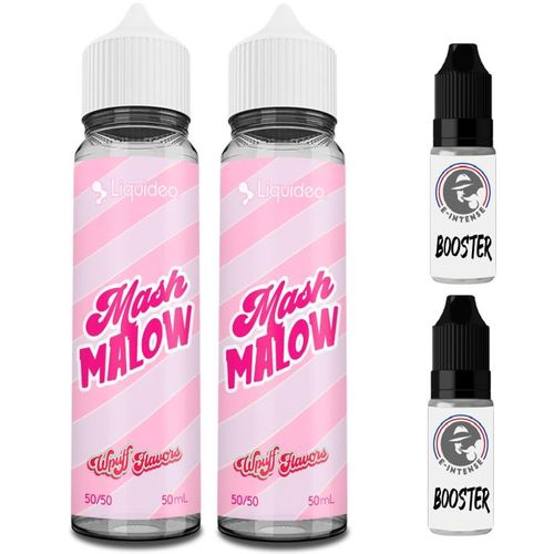 Lot de 2 fioles de e-liquide Mashmalow 03 mg - 50ml - Liquideo +2 booster nicotines