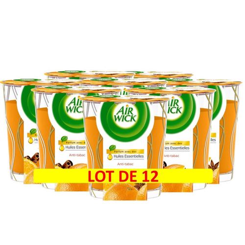 Air Wick Lot De 12 Desodorisants Maison Bougie Parfumée Huiles Essentielles Anti-Tabac 