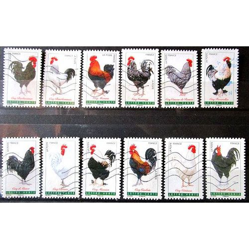 2016. Série Complète Adh1244 À Adh1255: Faunes - Coqs De France.