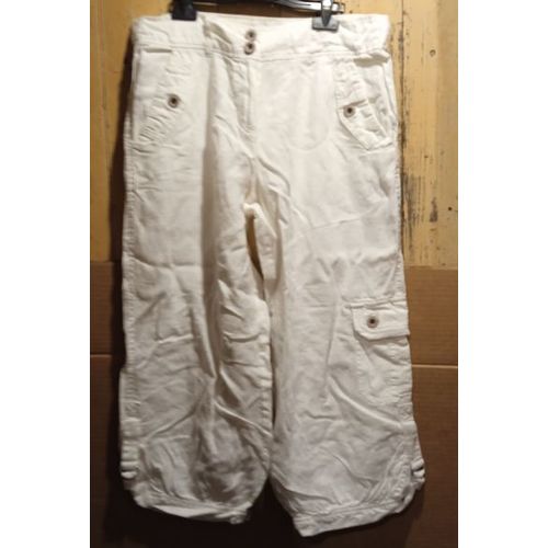 Pantacourt Femme - " Patrice Bréal " - 100% Lin - Blanc - Taille 40