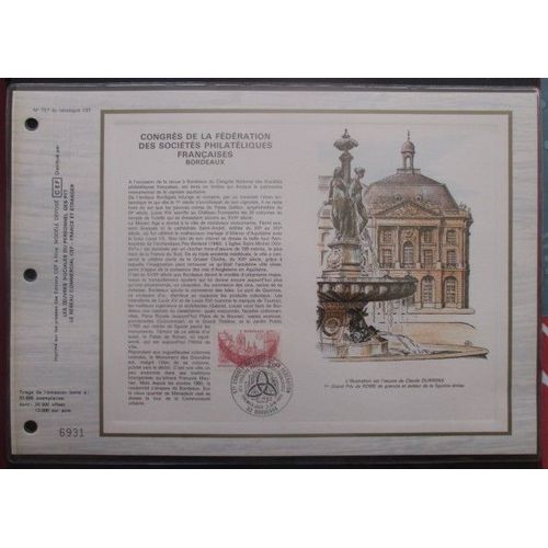 France Cef De 1984 N°727 ; Timbre N°2316 Congrès Philatélique A Bordeaux