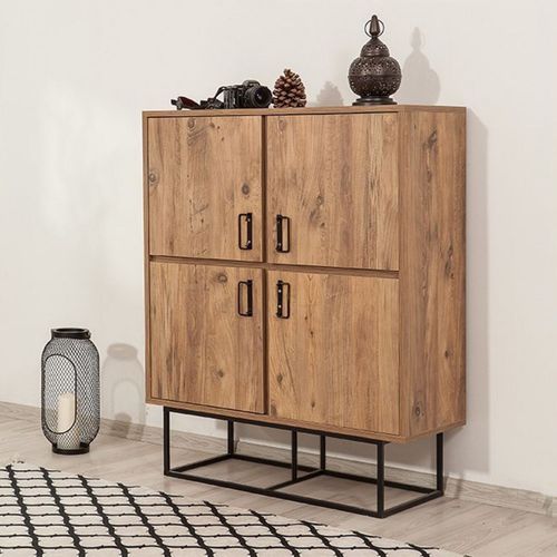 Bresov - Buffet Industriel En Bois Et Métal - 4 Portes - 8 Rangements