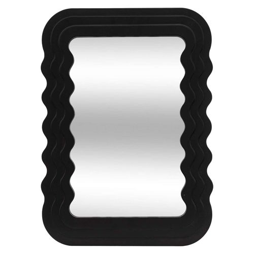 Miroir en bois VAGUES - 40 x 55 cm - Noir