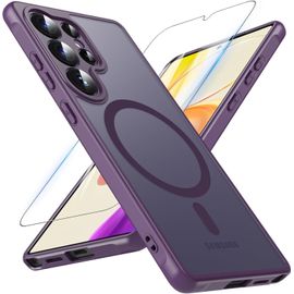Coque Pour Samsung Galaxy S25 Ultra Avec Magsafe, Magnétique Coque Samsung S25 Ultra Avec Verre Trempé, Antichoc Protection Caméra Protecteur Etui Housse Pour Samsung S25 Ultra (Violet)