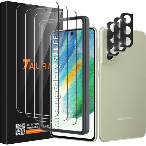 6 Pièces Verre Trempé Compatible Avec Samsung Galaxy S21 Fe 5g Contenir 3 Pièces Protection Écran + 3 Pièces Caméra Arrière Protecteur - [Vitre Hd Ultra] Antichoc Anti-Rayures Incassable