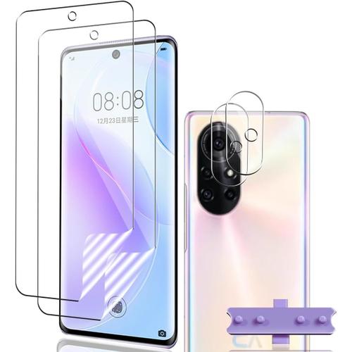 Protection Décran Pour Huawei Nova 8 5g Film Flexible Tpu 2 Pièces + Caméra Arrière Protecteur 2 Pièces,Sans Bulles/Anti-Rayures/Facile À Installer Pour Huawei Nova 8 5g Verre Trempé