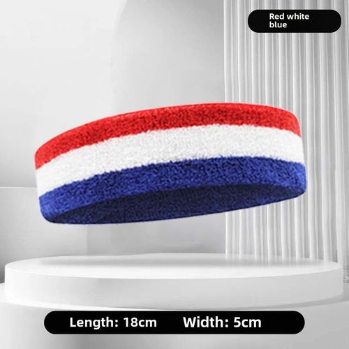 Bandeau De Sport Pour Homme Et Femme Bandeau De Sweat Pour Course Fitness Protections Pour La Tête Et Le Cheveux Tailles Diverses En Rouge Blanc Bleu