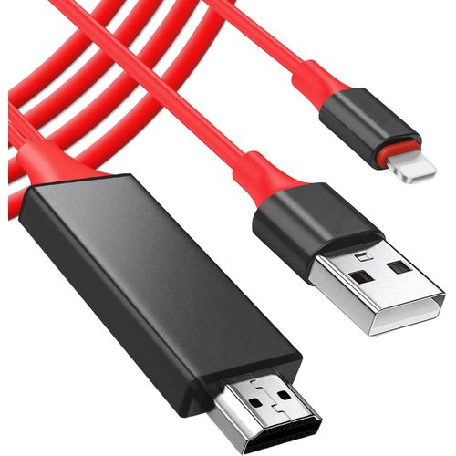 Câble adaptateur HDMI, compatible avec i-Phone i-Pad vers HDMI Digital AV Sync Screen Adapter avec connecteur de port de charge vers moniteur de projecteur TV HD 1080p