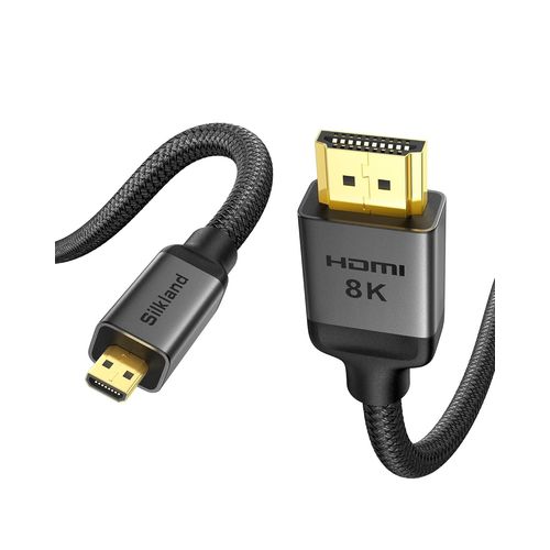 Câble Micro HDMI vers HDMI 1M, [8K@60Hz, 4K@120Hz] Câble Micro HDMI Mâle vers HDMI Mâle Nylon Tressé Supporte 48Gbps, HDR, eARC Kompatibel für Raspberry Pi 5 4, Caméras, Hero, Laptops, TV