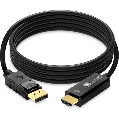 Câble adaptateur Display Port (DP) vers HDMI, 4K 1080p 60 Hz mâle-femelle pour connecter un PC/Notebook/MAC avec sortie Display Port à un moniteur avec entrée HDMI. Câble de 1,8 m.