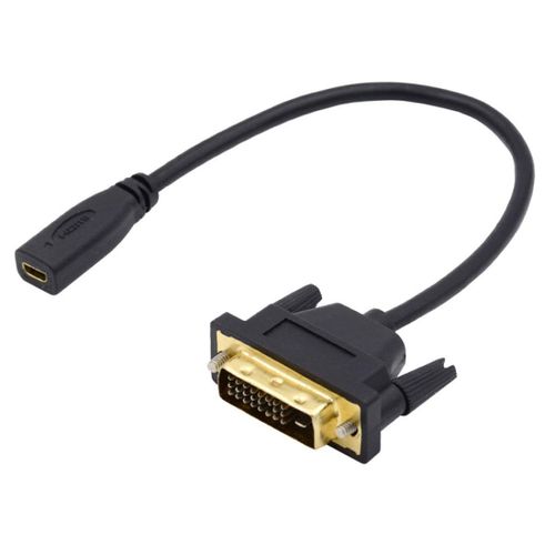 Câble adaptateur micro HDMI vers DVI 1.4 femelle vers DVI 24+1 mâle pour ordinateur HDTV carte graphique UHD