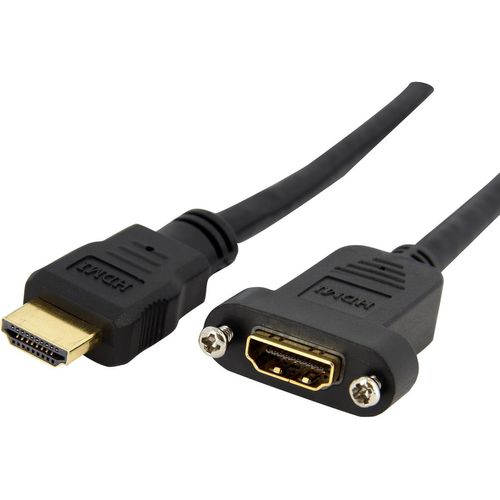 Adaptateur HDMI 1m - Câble HDMI 4K30Hz Haut Débit pour Montage sur Panneau - Bande Passante 10.2 Gbps - HDMI 4K à HDMI F/M - Câble de Connexion pour Montage sur Panneau HDMI (HDMIPNLFM3)