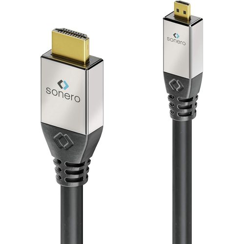 Premium 3,00m Micro HDMI Cable, câble HDMI Haut débit avec Ethernet, 4K / UHD / 60Hz, 18 Gbps, Noir