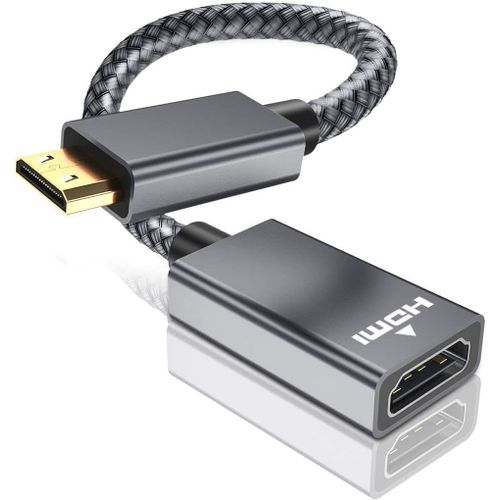 Câble Adaptateur Micro HDMI Mâle vers HDMI Femelle, 4 K/60 Hz, Connecteur HDMI 2.0 Haute Vitesse pour Raspberry Pi 4, Lenovo 3 Pro 710, Sony A6000 A6300,GoPro Black Hero,Nikon B500,Canon,ASUS