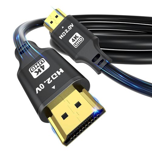 Câble HDMI 3m (HDMI 2.0, 18 Gbit/s 4K@60Hz) Connecteurs plaqués or ultra haut débit, compatible avec Blu-Ray, Playstation, Ordinateur Portable, PS34/5, PC, HDTV
