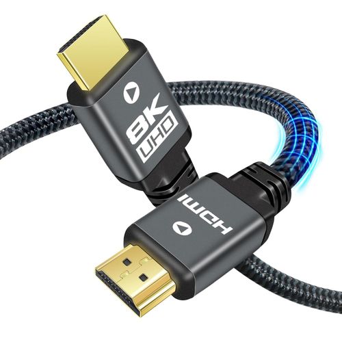 Câble HDMI 2.1 6m 8K, 48Gbps Ultra Haute Vitesse Cable HDMI 4K 120Hz 8K 60Hz 10K 4K 144Hz eARC HDCP 2.2 et 2.3 Dynamic HDR 3D pour PS5, PS4, TV, Monitor, X box Series